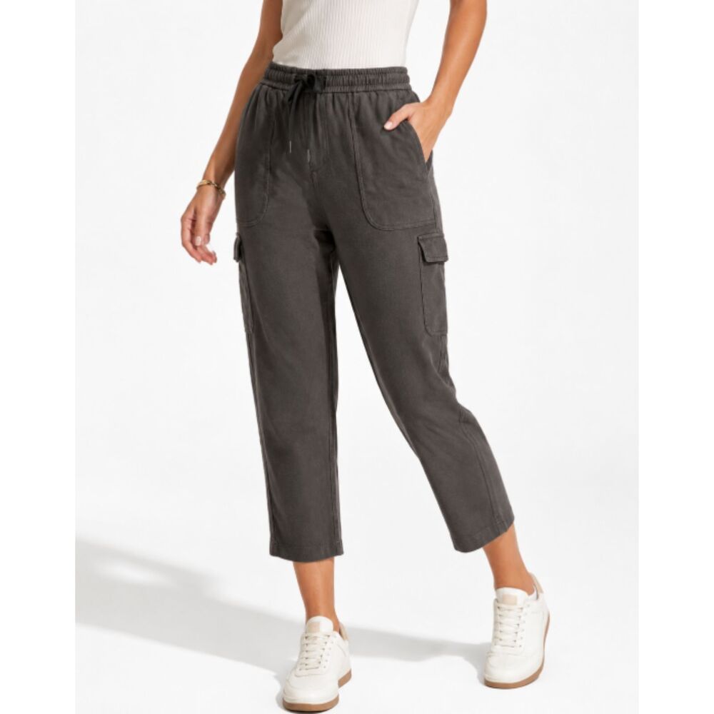 Athleta Cypress Farallon Cargo Crop Jogger Pants Women’s Size 4 Gray Elastic